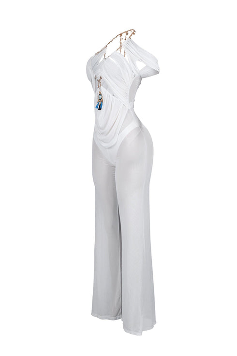 Myllure Mesh Chain Halter Jumpsuit